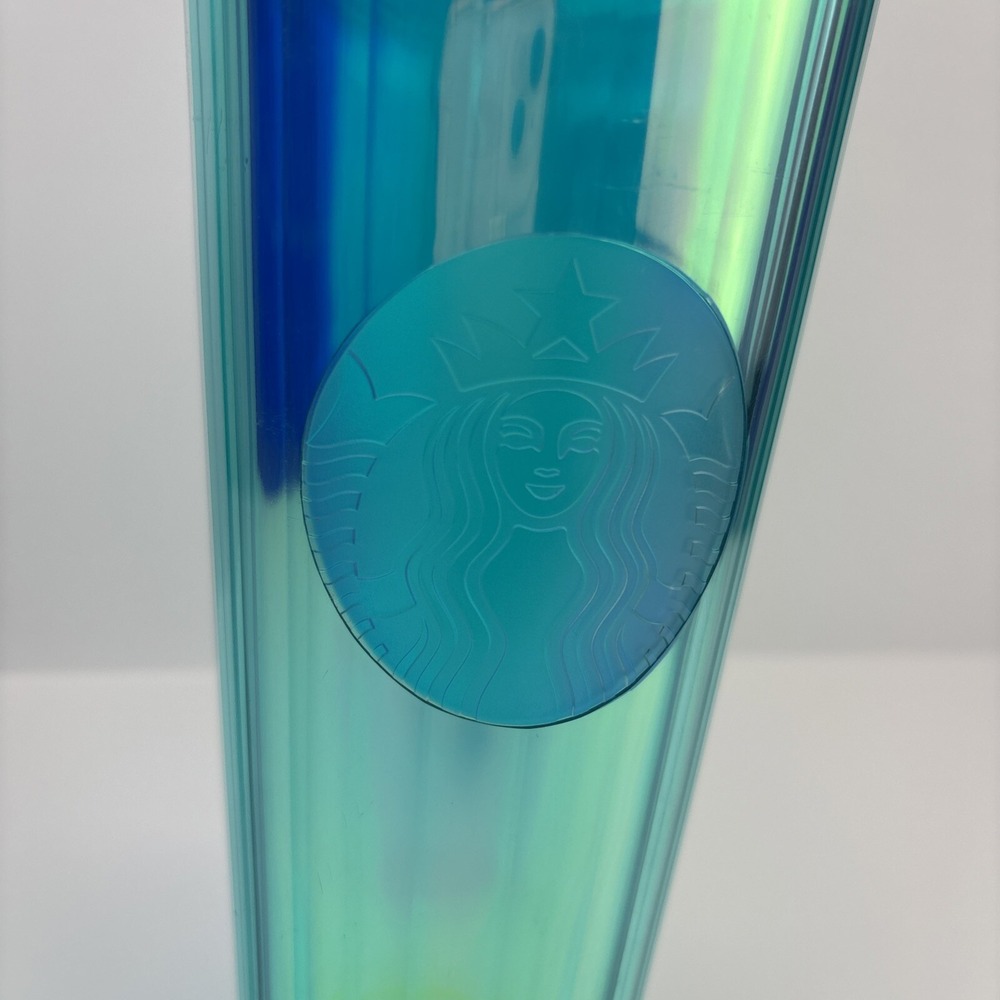 Starbucks 2021 Summer Turquoise Teal Blue Iridescent‎ Kaleidoscope Tumbler 24oz - Picture 2 of 9